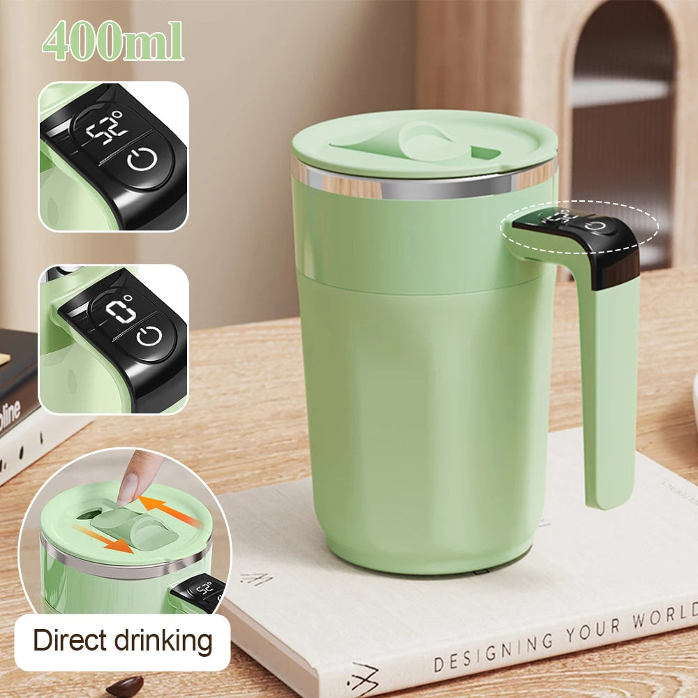 400ML Self Stirring Coffee Mug with Temperature Display Stainless Steel Mixer Rechargeable Automatic Stirring Cup with Lid