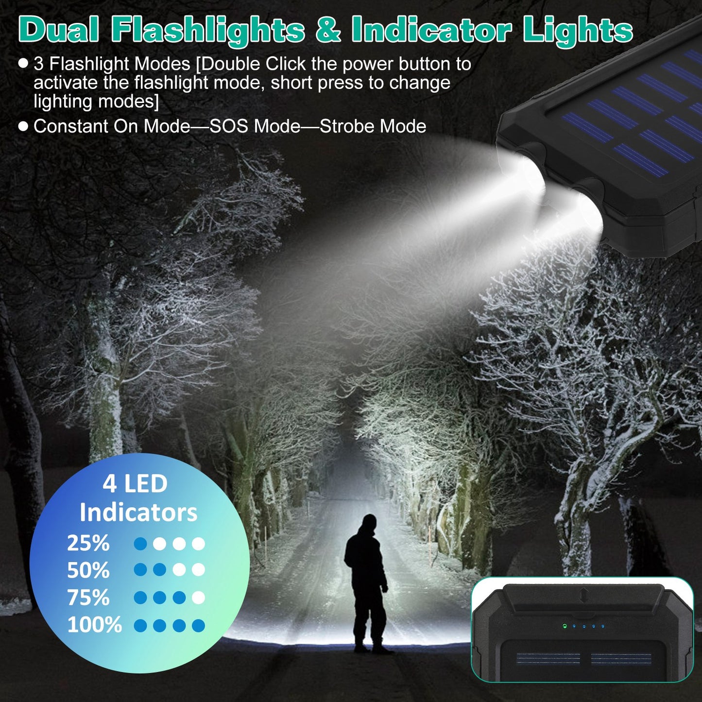 Premium 10000mAh Solar Power Bank – Waterproof, Dual Flashlight & Compass | Built for Outdoor Performance