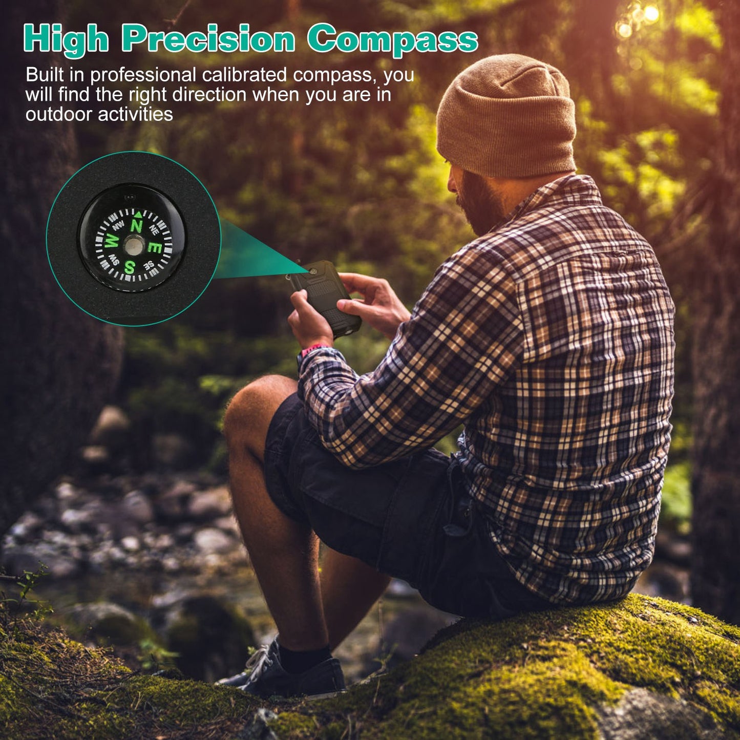 Premium 10000mAh Solar Power Bank – Waterproof, Dual Flashlight & Compass | Built for Outdoor Performance