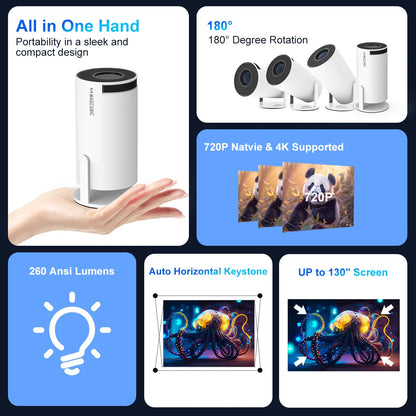 Portable Mini Projector Android 11 4K HY300 Dual Wi-fi BT5.0 Cinema Outdoor