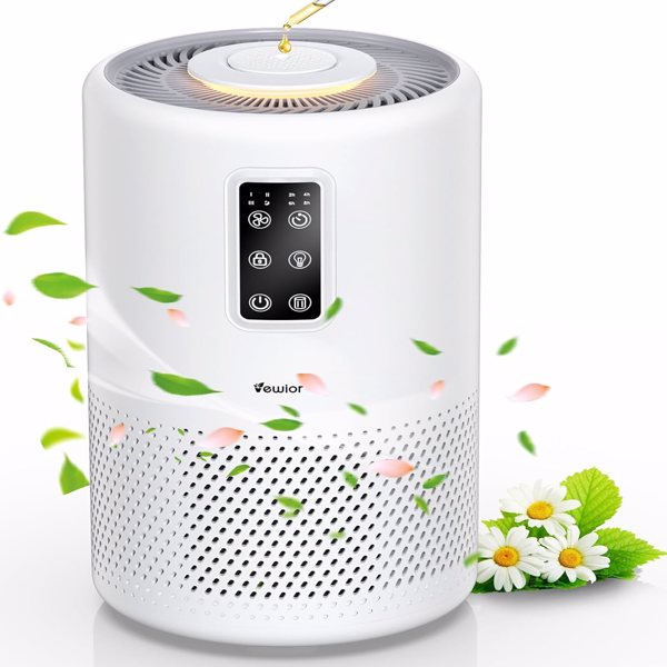 VEWIOR Premium HEPA  Air Purifier B-D02U – 360° Smart Filtration, Whisper-Quiet Sleep Mode, Essential Oil Diffuser & Ambient Night Light for Large Rooms